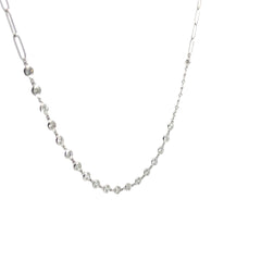 14k White Gold 2.50ct G SI1 Round Diamond Paperclip Link and Diamonds By the Yard Necklace