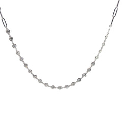 14k White Gold 2.50ct G SI1 Round Diamond Paperclip Link and Diamonds By the Yard Necklace