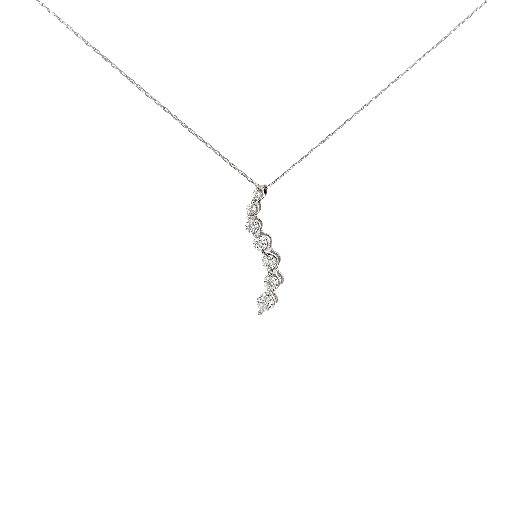 14k White Gold .52ct G SI1 Round Diamond Journey Necklace