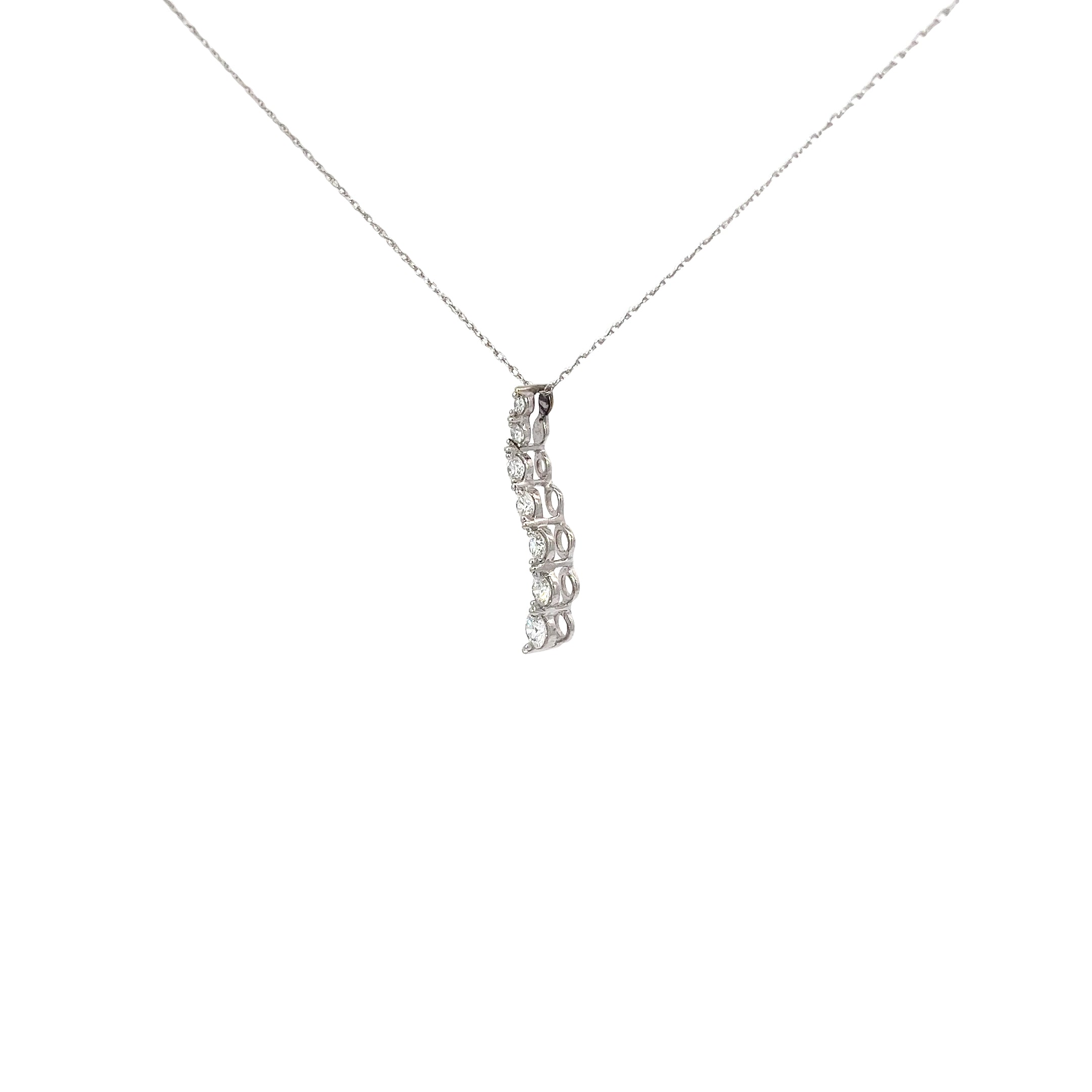 14k White Gold .52ct G SI1 Round Diamond Journey Necklace