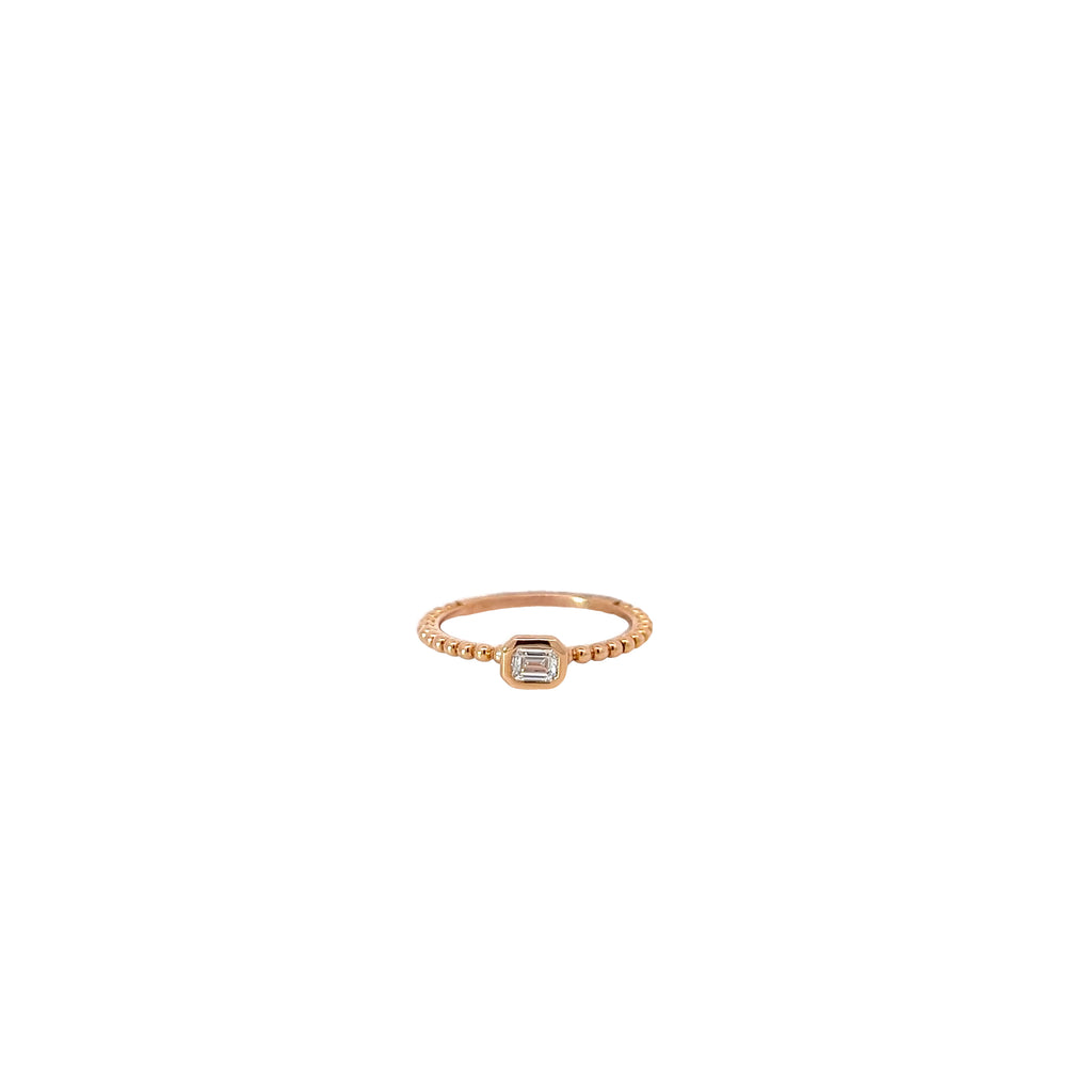18k Rose Gold .25CT E VS2 Emerald Bezel Set Stackable