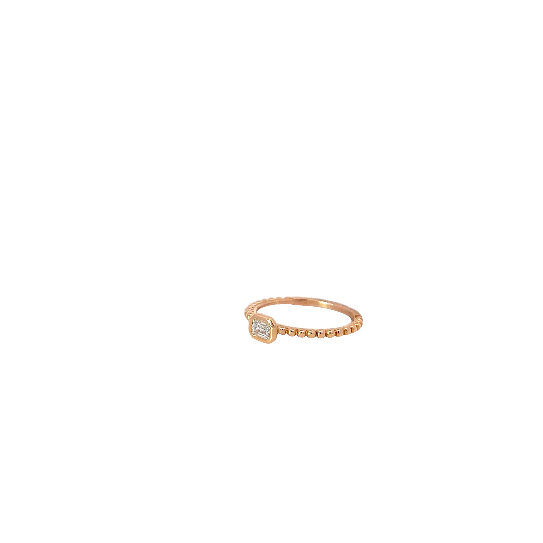 18k Rose Gold .25CT E VS2 Emerald Bezel Set Stackable