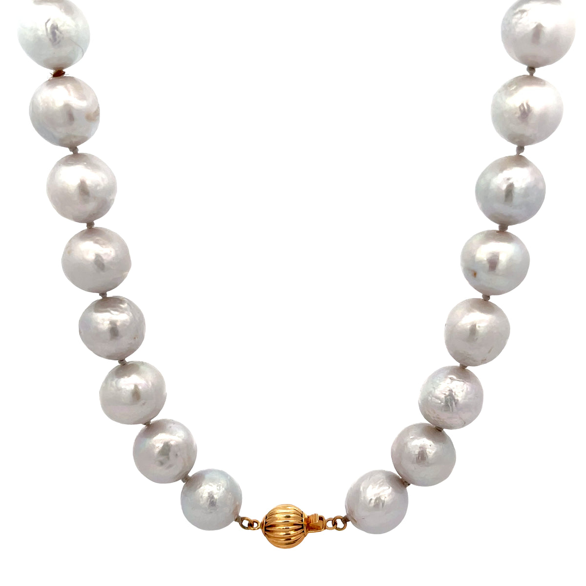 Ladies 14k yellow gold Grey Pearl necklace