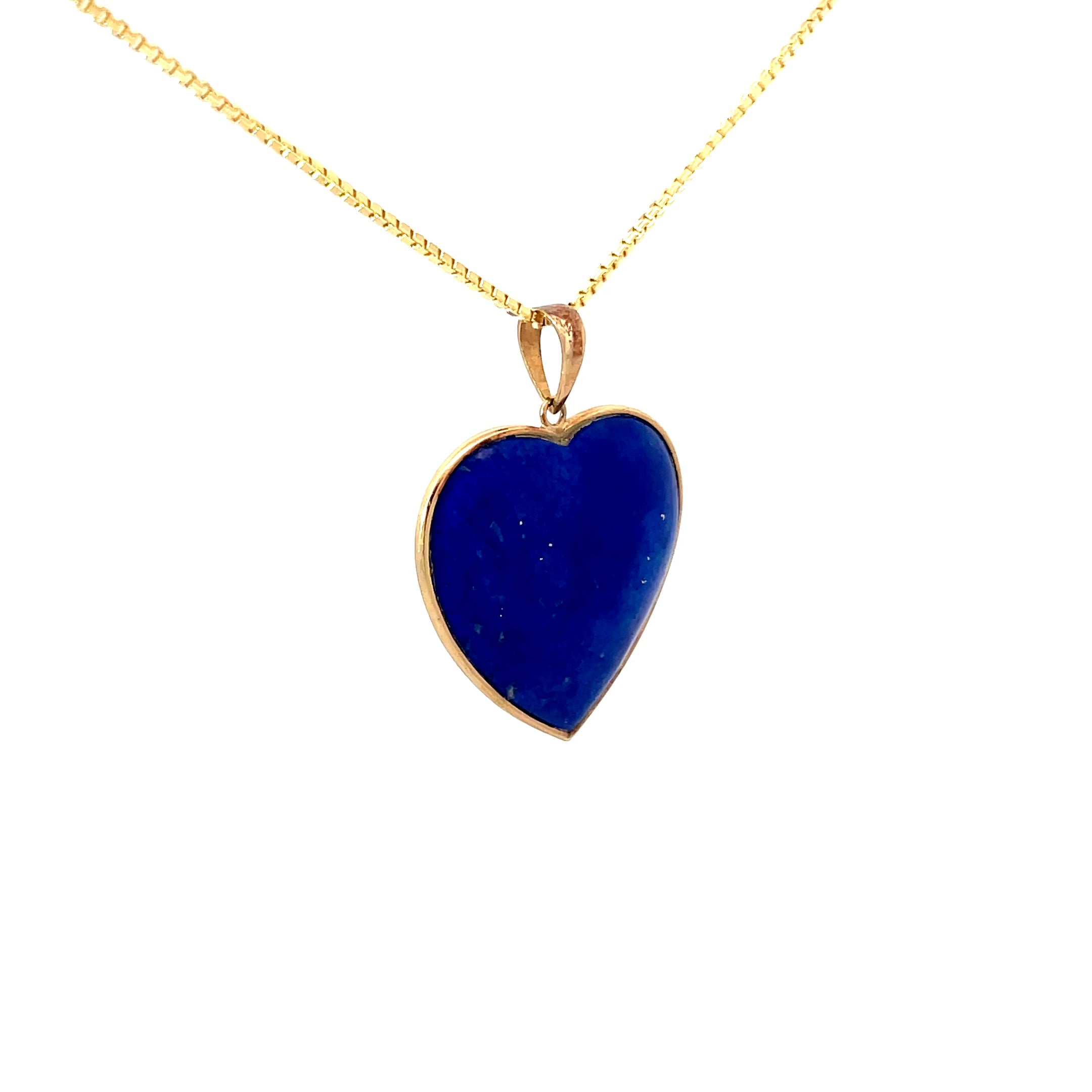 14k Yellow Gold Lapis Heart Pendant 6.7 gram