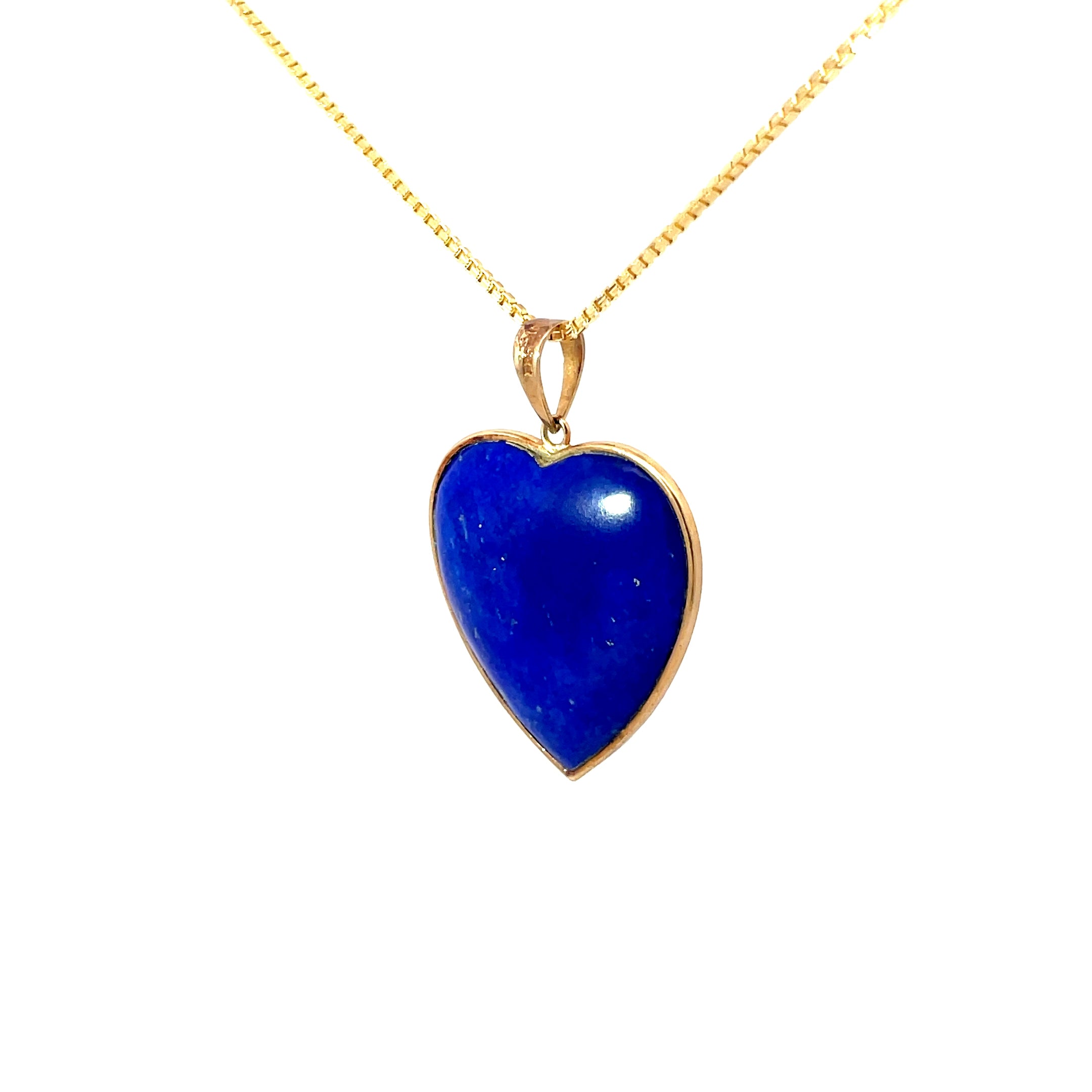 14k Yellow Gold Lapis Heart Pendant 6.7 gram