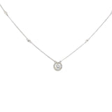14k white gold .50ct and .22ct GSI1 Diamond Solitaire necklace with diamond halo