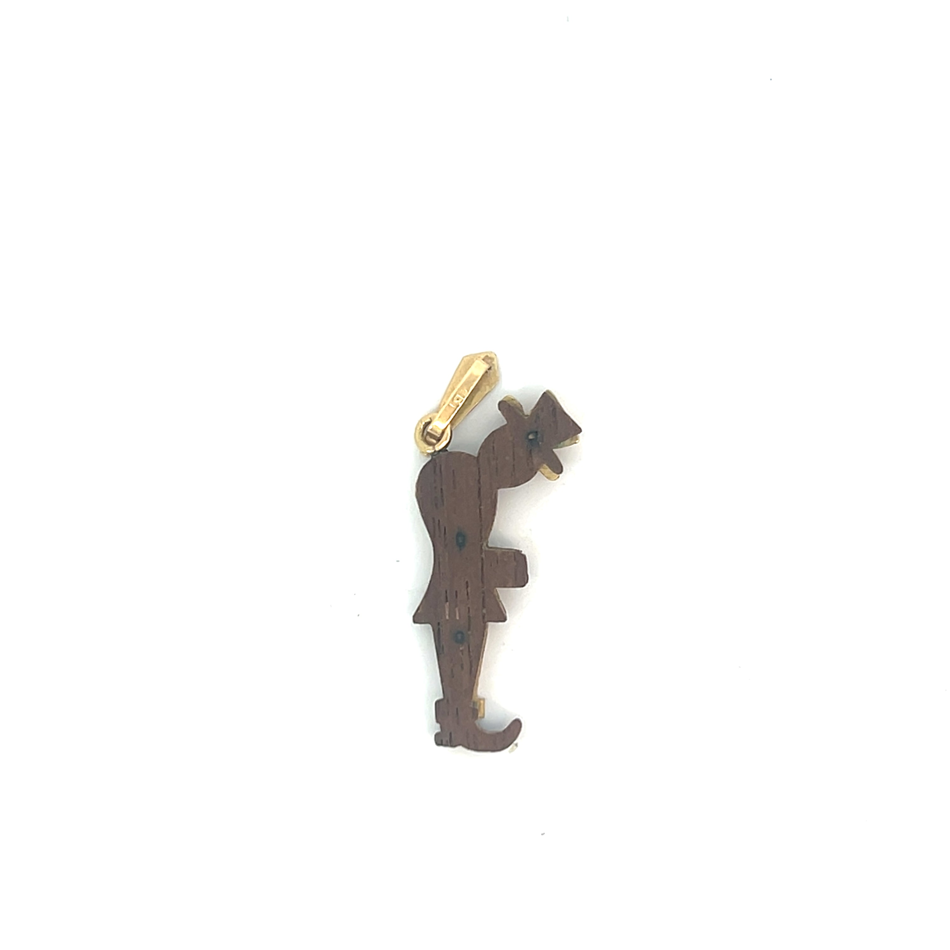 18k Yellow Gold Colombian Emerald Wood Miner Farmer