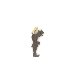 18k Yellow Gold Colombian Emerald Wood Miner Farmer