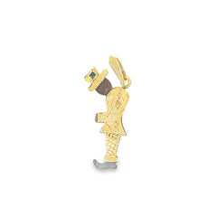 18k Yellow Gold Colombian Emerald Wood Miner Farmer