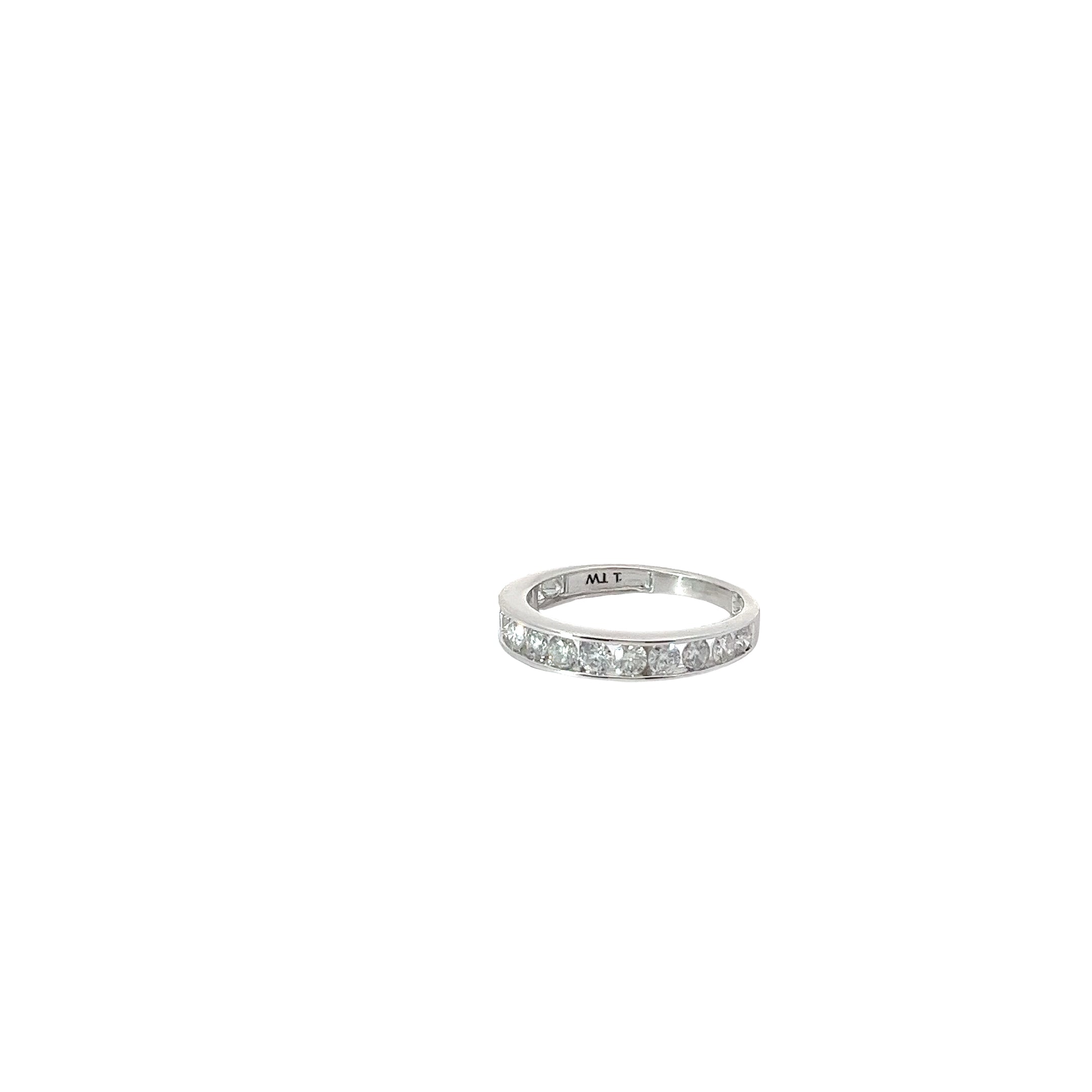 14K WHITE GOLD 1 CT G SI2 14 DIAMOND CHANNEL SET WEDDING BAND SIZE 7 1/4