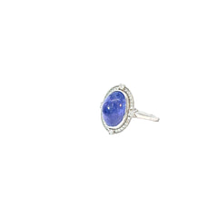 14k white gold 9.74ct  Tanzanite and .36ct G VS2 Round Diamond ring