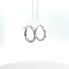 14k White Gold Polished 3mm Tube Hoop Earrings