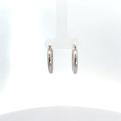 14k White Gold Polished 3mm Tube Hoop Earrings