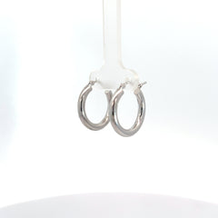 14k White Gold Polished 3mm Tube Hoop Earrings