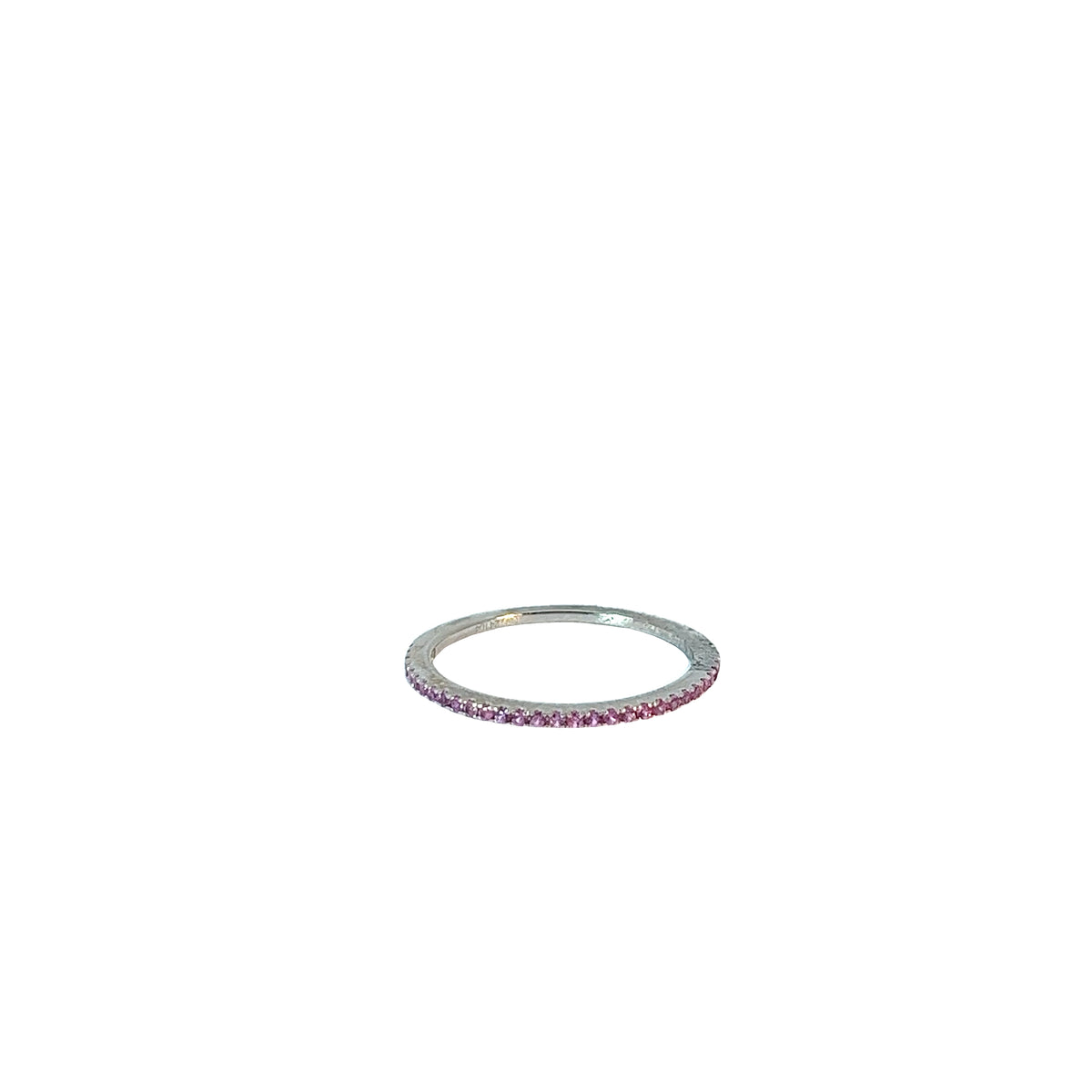 Ladies 18k white Gold Pink Sapphire Band Ring