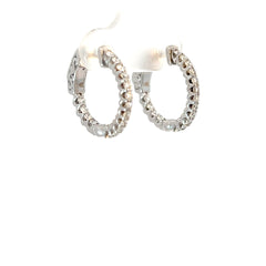 14k White Gold .65ct G VS2 Round Diamond Inside/Out Hoop Earrings  3/4"