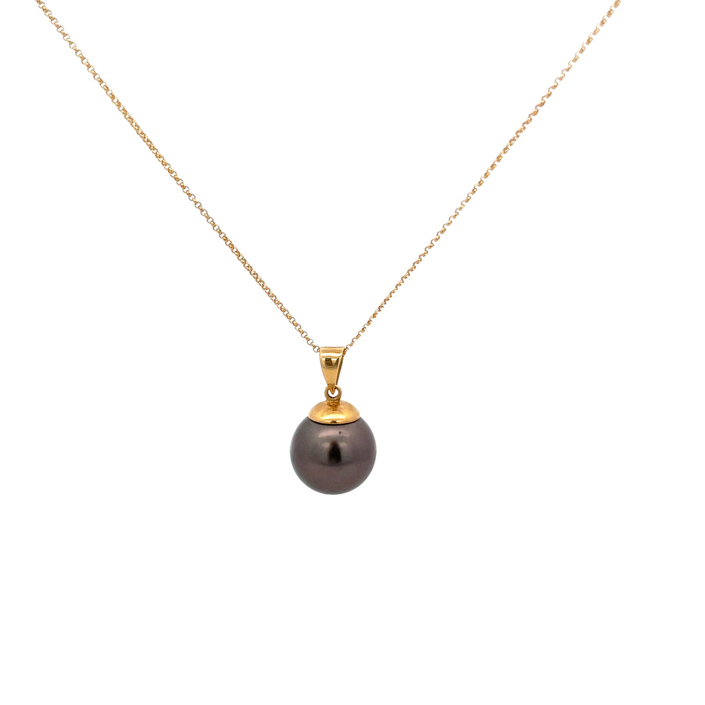 18k Yellow Gold Tahitian 13.50 mm Pearl Necklace