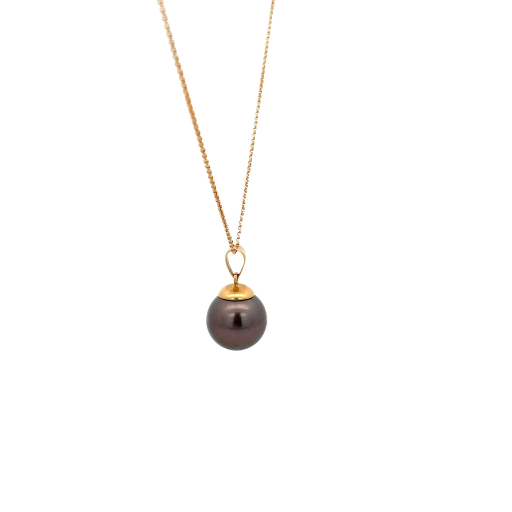 18k Yellow Gold Tahitian 13.50 mm Pearl Necklace