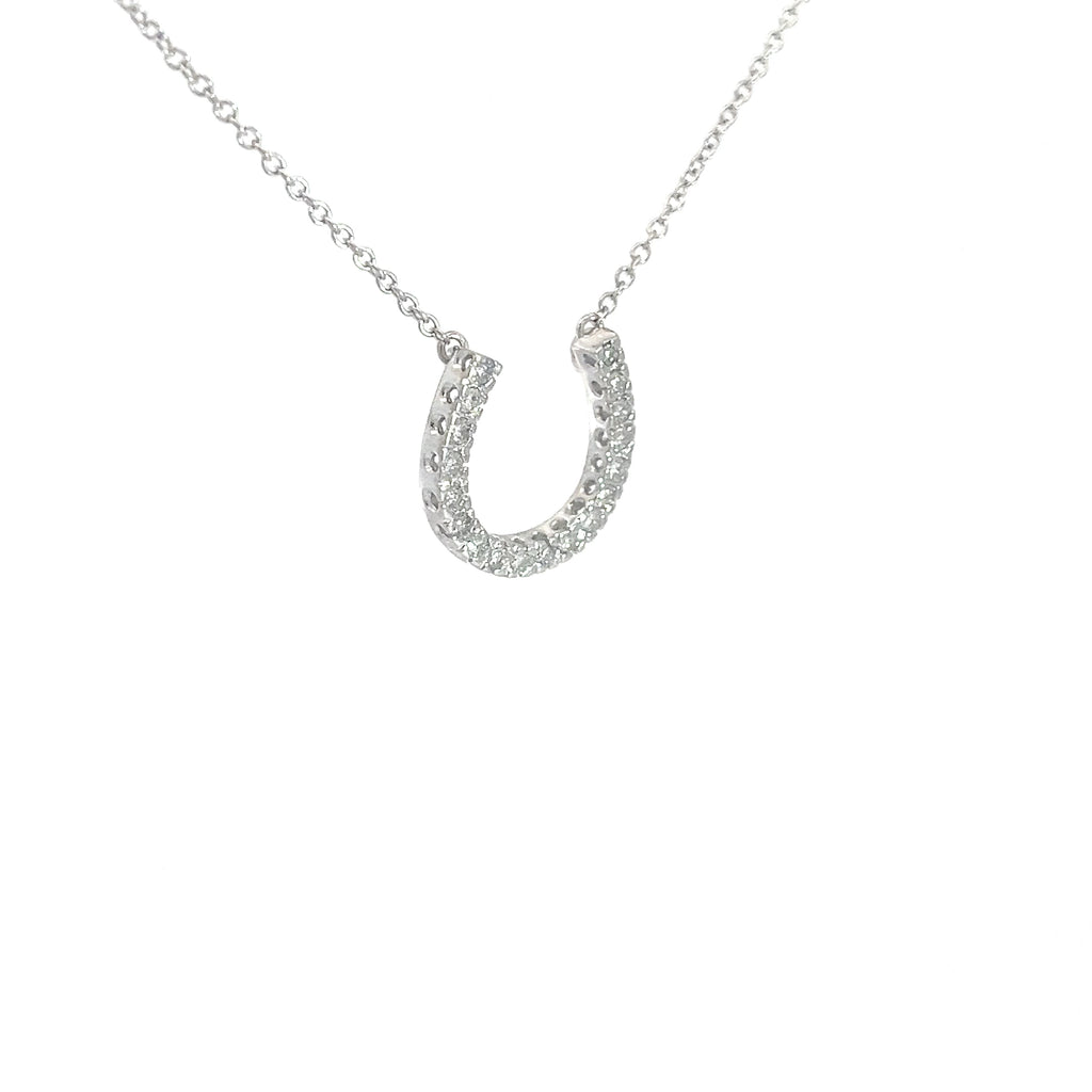 18k White Gold .25ct G VS2 Round Diamond Horseshoe Necklace