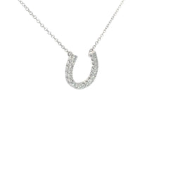 18k White Gold .25ct G VS2 Round Diamond Horseshoe Necklace