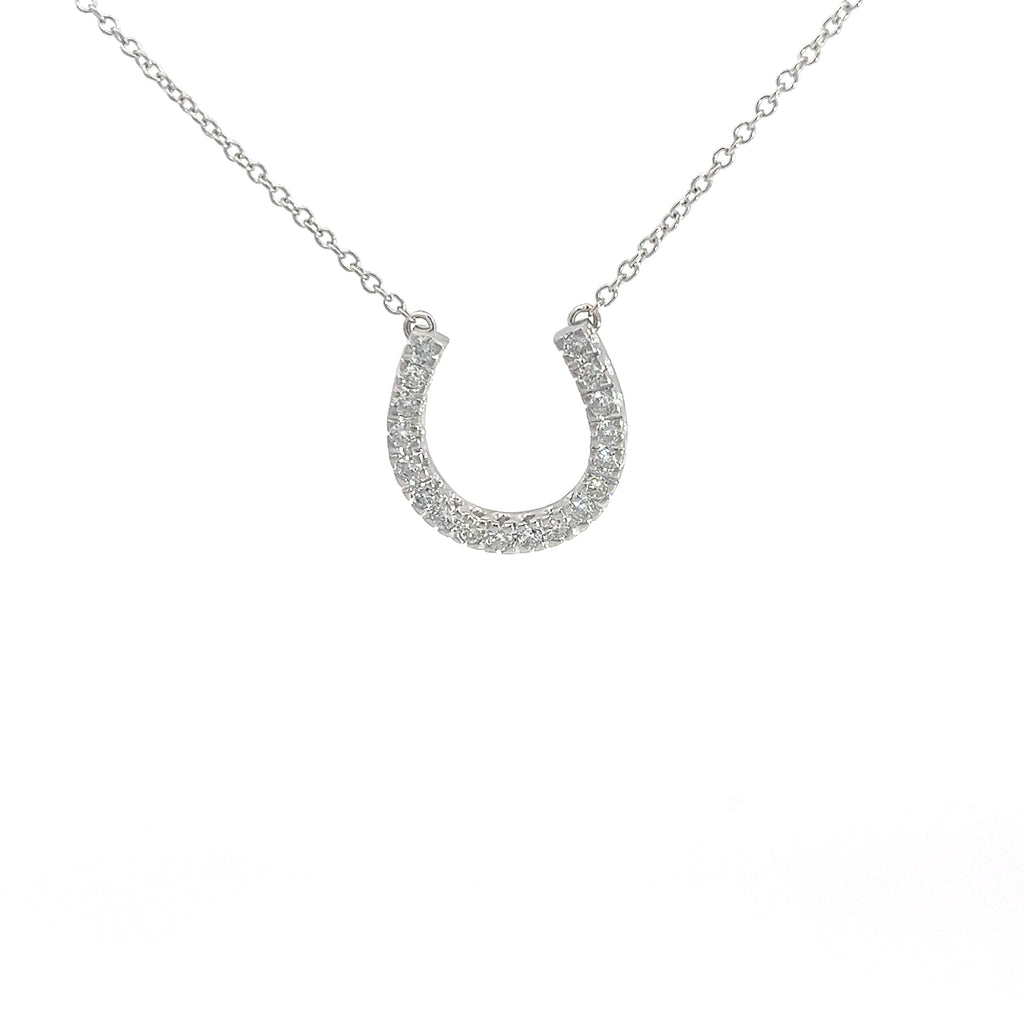 18k White Gold .25ct G VS2 Round Diamond Horseshoe Necklace