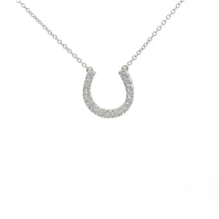 18k White Gold .25ct G VS2 Round Diamond Horseshoe Necklace