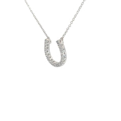 18k White Gold .25ct G VS2 Round Diamond Horseshoe Necklace