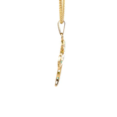 18k Yellow Gold 3.00ct Multi-Shape Colombian Emerald (Pear, Cushion, Emerald) /.20ct G VS2 Round Diamond Men Cross Pendant 2 1/2" x 1 1/4"