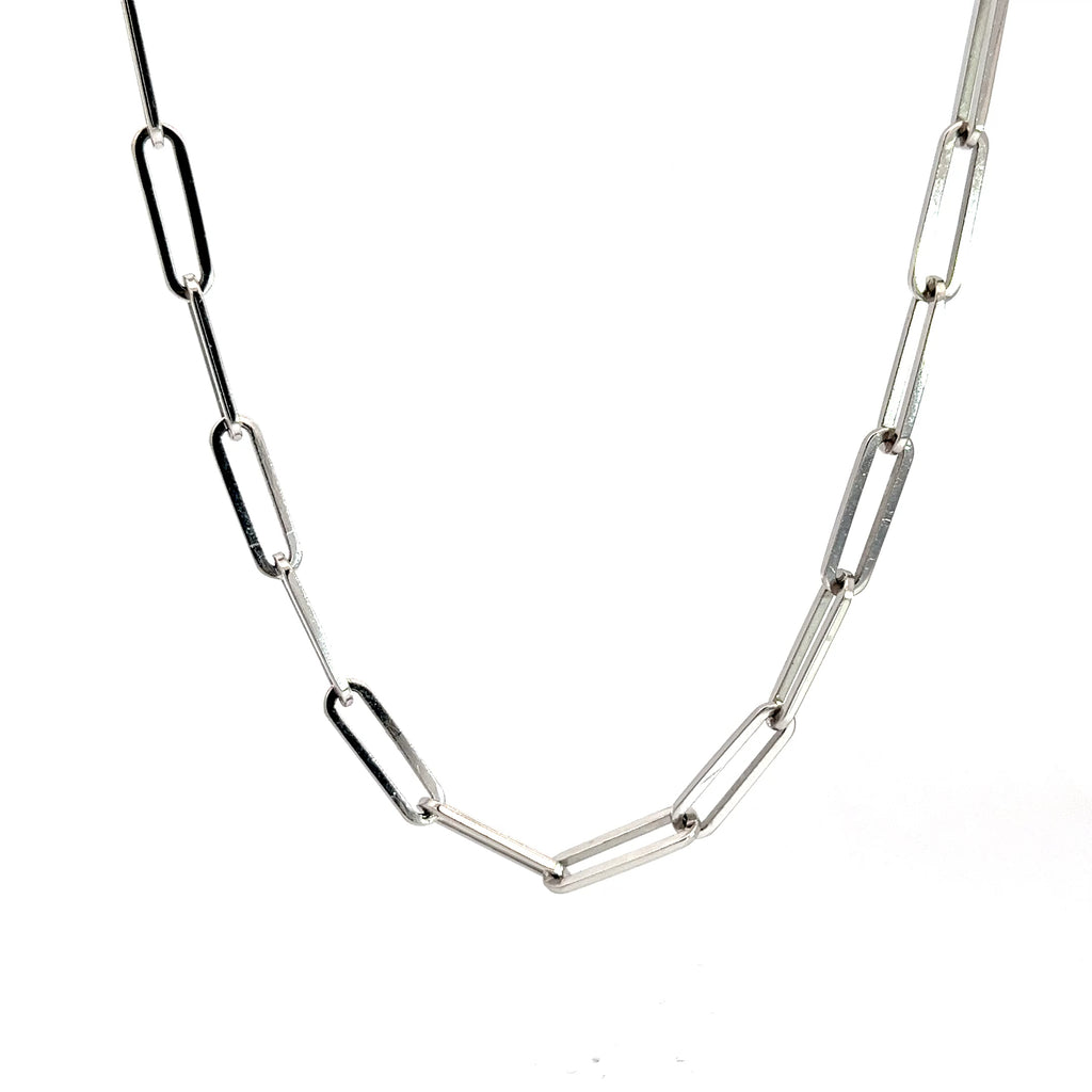14k White Gold 13.20gram Paper Clip Necklace 3.5mm 20"inch
