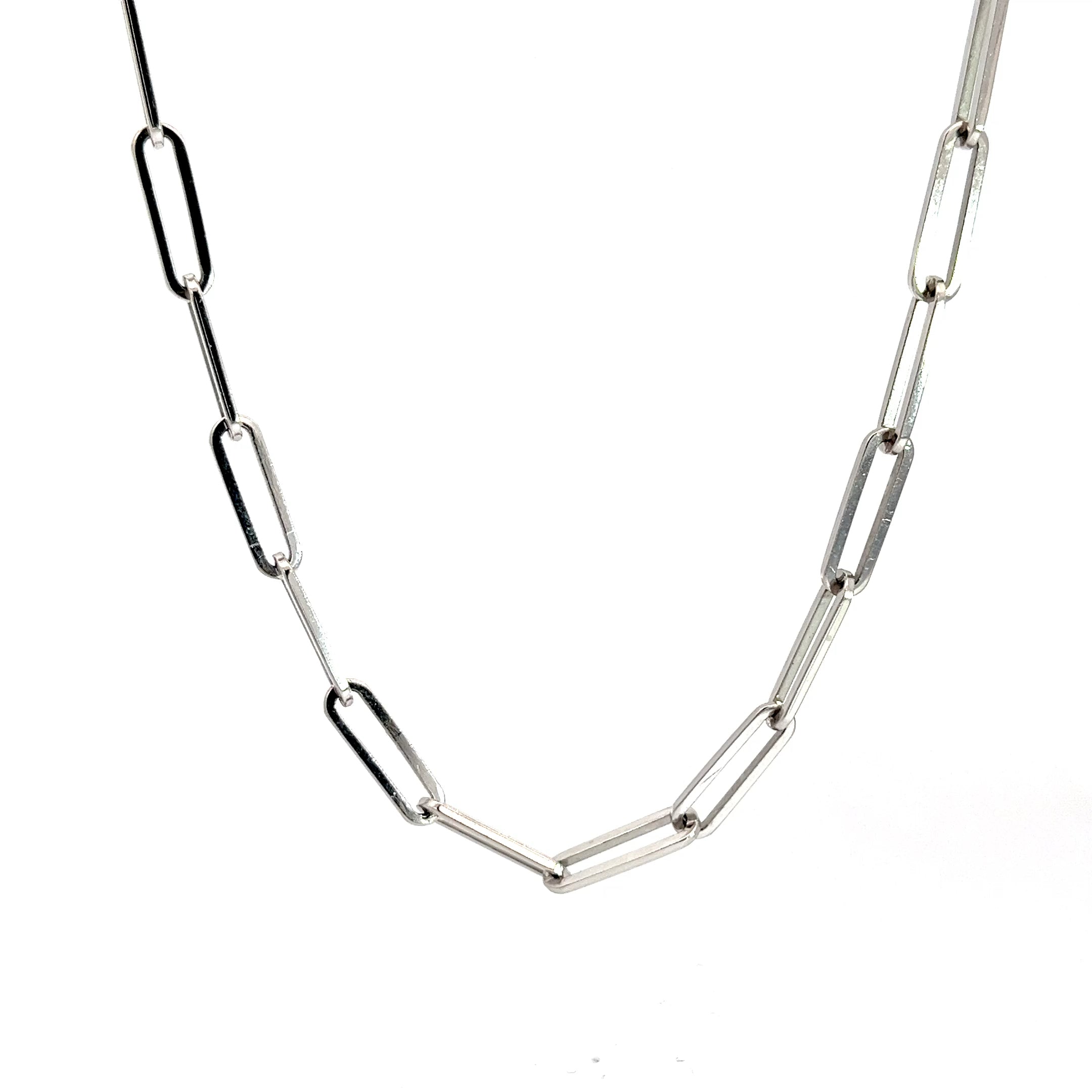 14k White Gold 13.20gram Paper Clip Necklace 3.5mm 20"inch