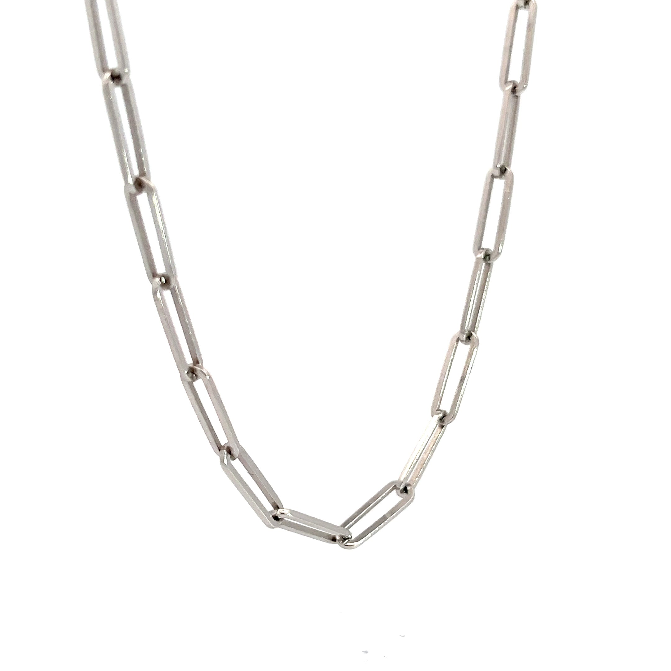 14k White Gold 13.20gram Paper Clip Necklace 3.5mm 20"inch