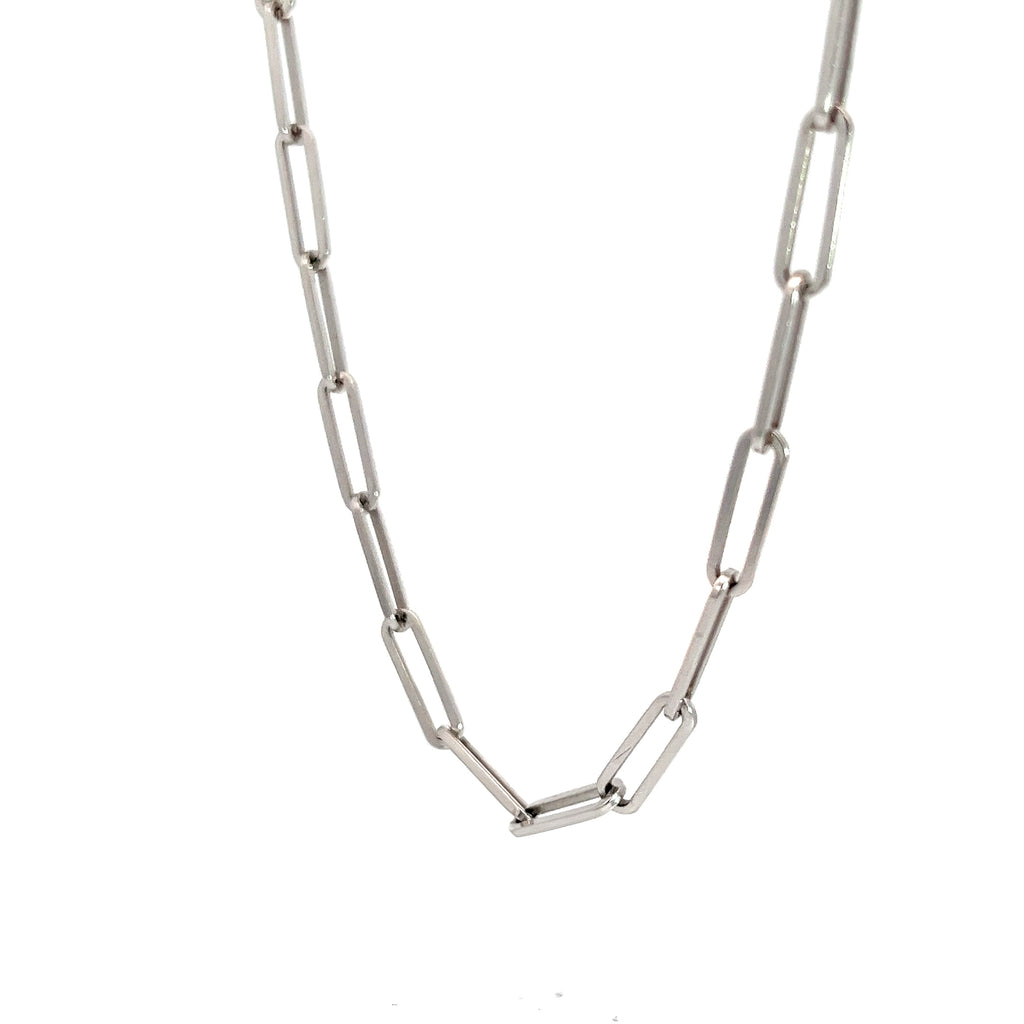 14k White Gold 13.20gram Paper Clip Necklace 3.5mm 20"inch