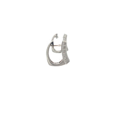 14k White Gold .65ct Tsavorite Princess Cut/ .35ct G VS1 Round Diamond Huggies Earrings
