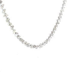 14k White Gold 25.00ct F VS2 Round, Oval, Emerald, Marquise and Pear Shape Diamonds Tennis Necklace and Bracelet Set