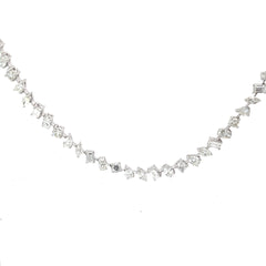 14k White Gold 25.00ct F VS2 Round, Oval, Emerald, Marquise and Pear Shape Diamonds Tennis Necklace and Bracelet Set