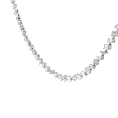 14k White Gold 25.00ct F VS2 Round, Oval, Emerald, Marquise and Pear Shape Diamonds Tennis Necklace and Bracelet Set