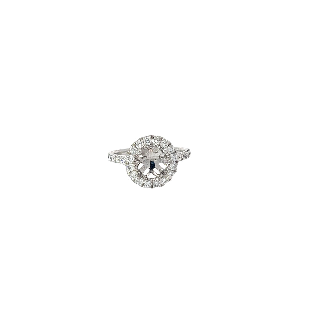 14k White Gold 1.30ct K VS2 Round Center Diamond/.73ct G VS2 Round Diamond Engagement Ring Certified By GIA #5222194070