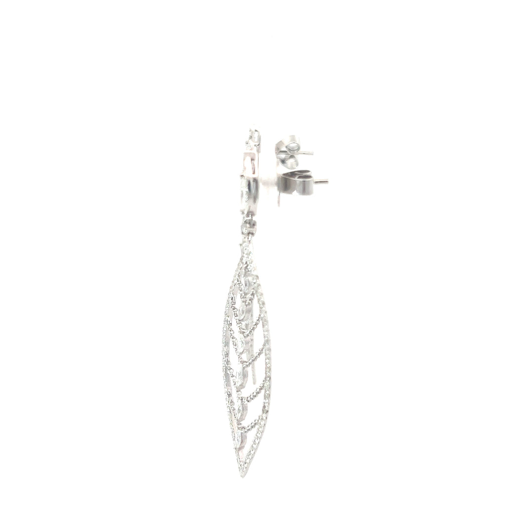 18k White Gold 1.50ct G VS2 Marquise/ 1.00ct G VS2 Round Diamond Meller Earrings