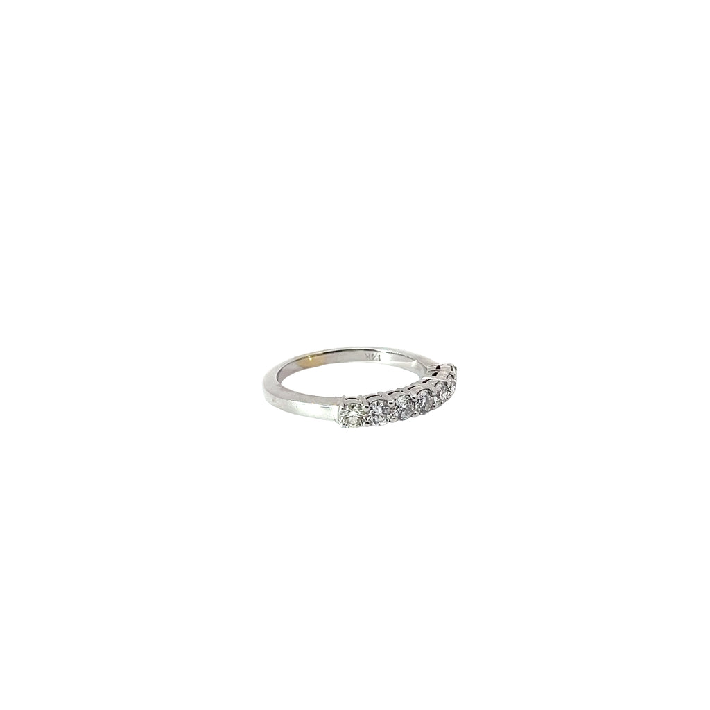 14k White Gold .50ct F VS2 (7) Round Diamond Wedding Ring Size 5 1/2