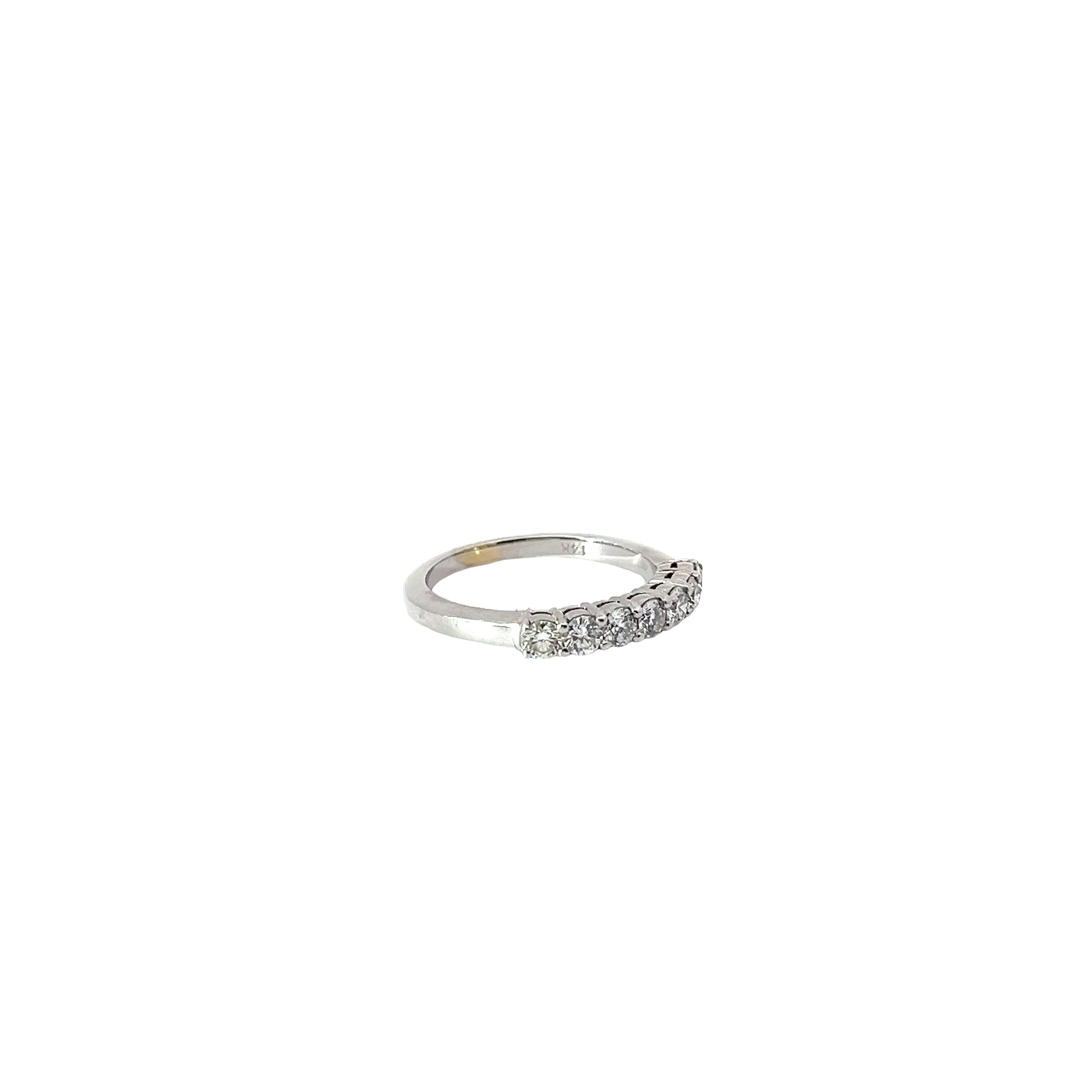14k White Gold .50ct F VS2 (7) Round Diamond Wedding Ring Size 5 1/2