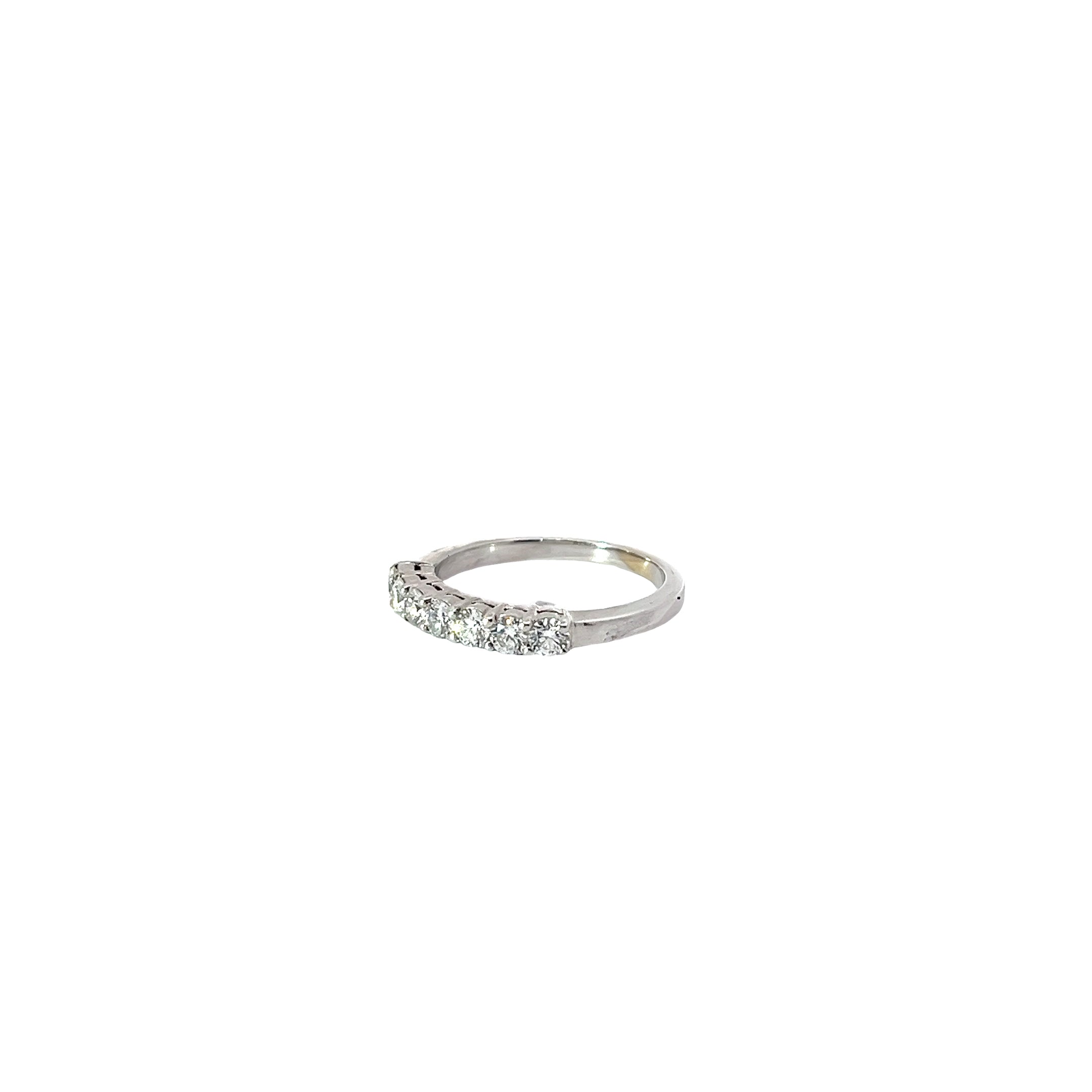 14k White Gold .50ct F VS2 (7) Round Diamond Wedding Ring Size 5 1/2