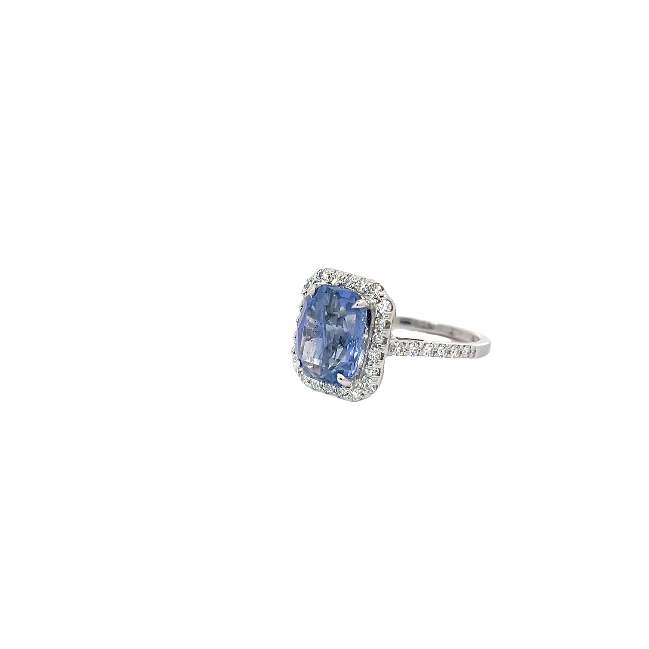 14k White Gold 4.59ct Octagonal Shape Natural Sapphire No Heat Sri Lanka and .58ct G VS2 Round Diamond Ring GIA# 6234363604