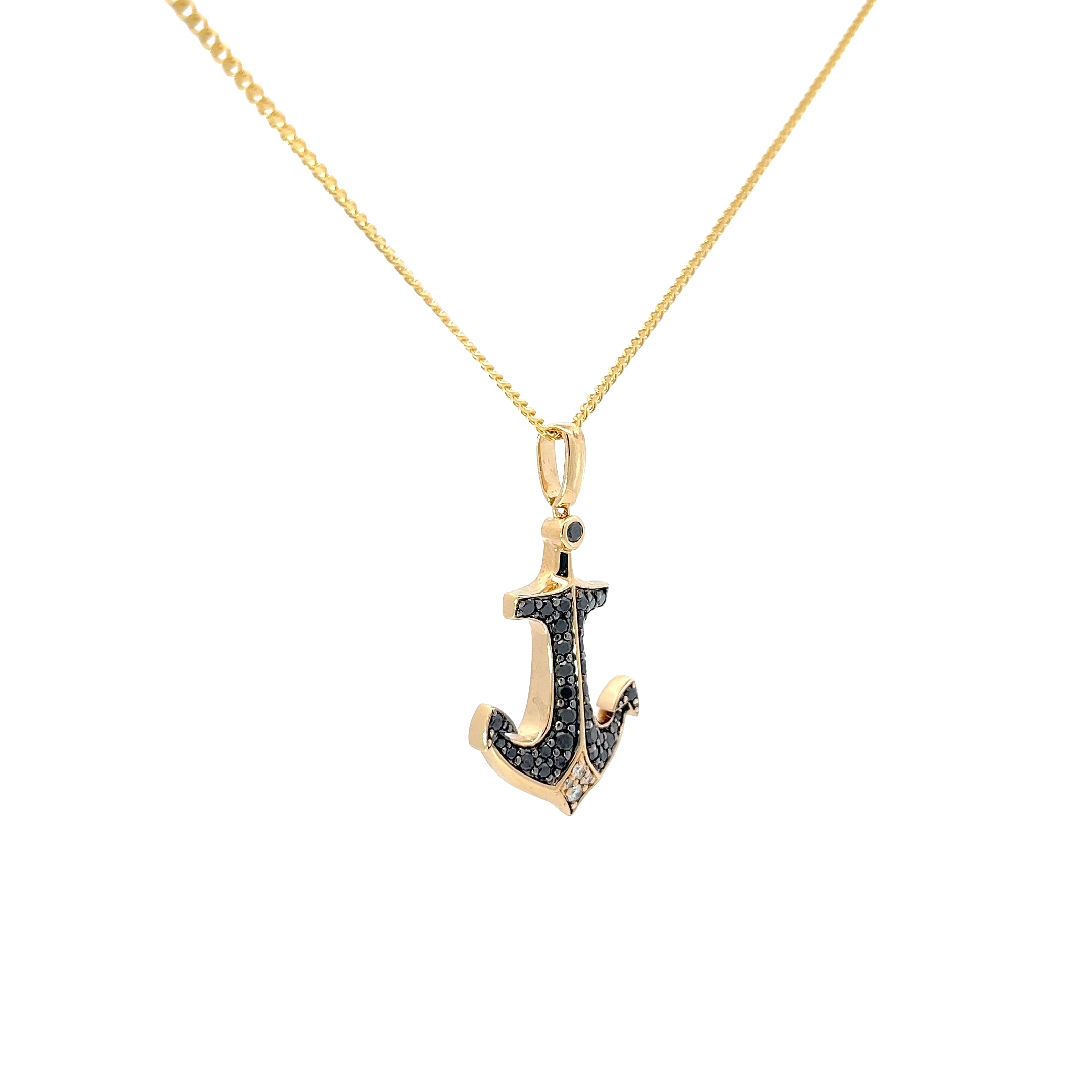 14K YELLOW GOLD 1CT BLACK AND WHITE ROUND DIAMOND PENDANT WITH MICO CUBAN 16" YELLOW GOLD CHAIN