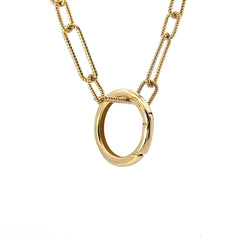 14k Yellow Gold Round Push Lock Necklace