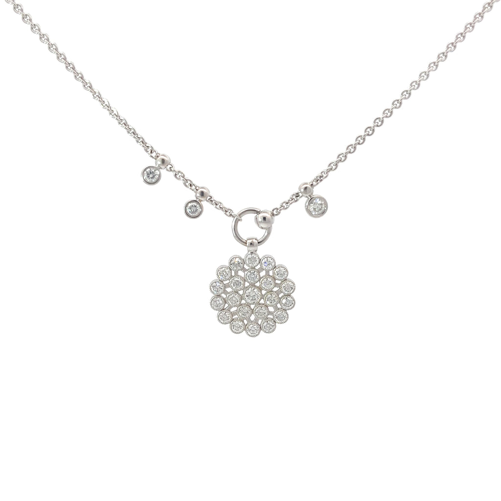 18k White Gold 1.56CT E VVS Round Diamond Snowflake Choker Necklace