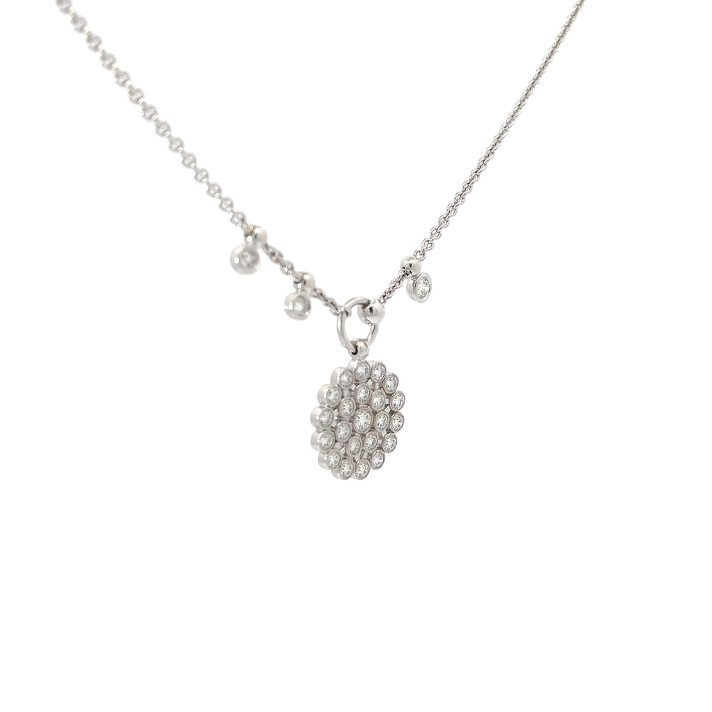18k White Gold 1.56CT E VVS Round Diamond Snowflake Choker Necklace