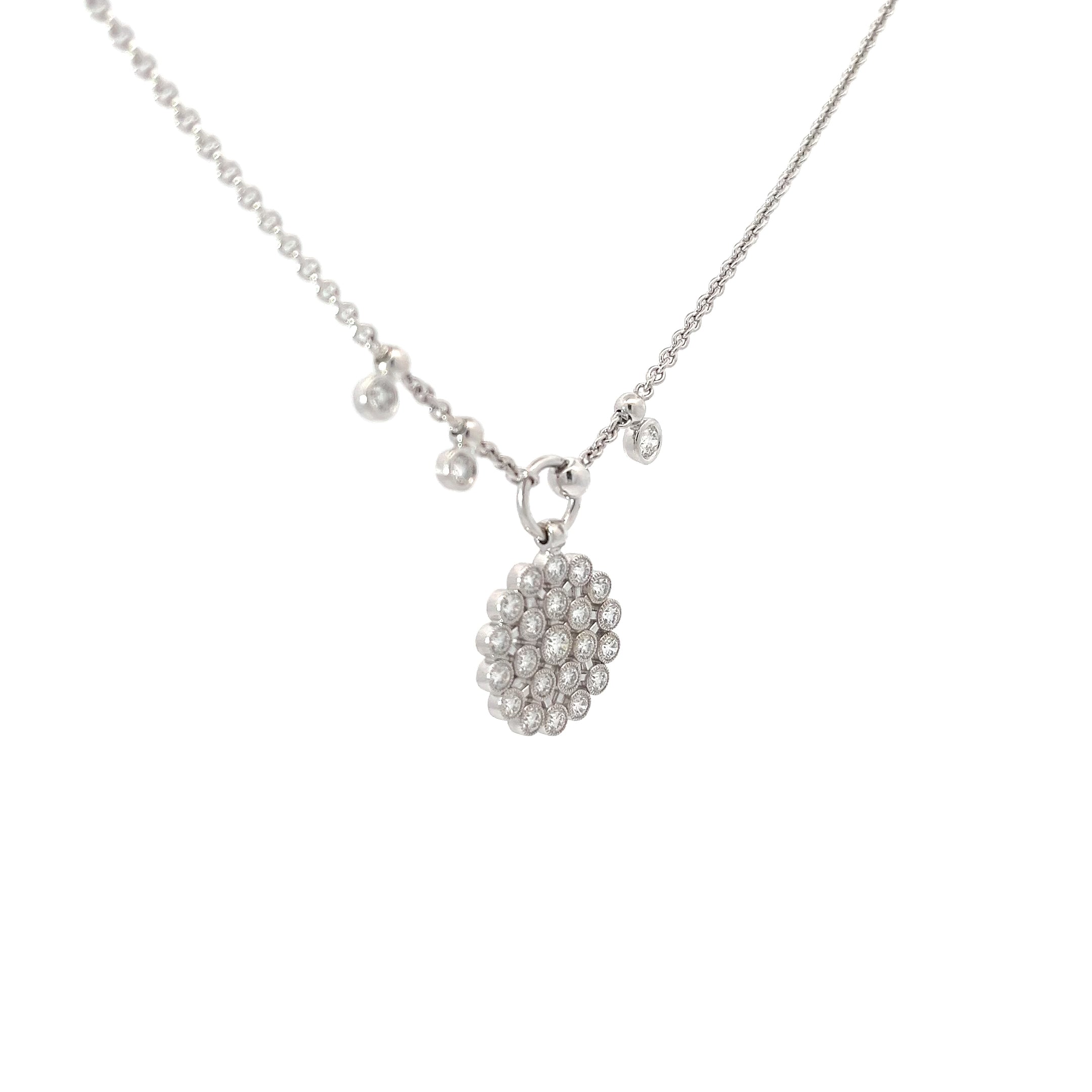 18k White Gold 1.56CT E VVS Round Diamond Snowflake Choker Necklace