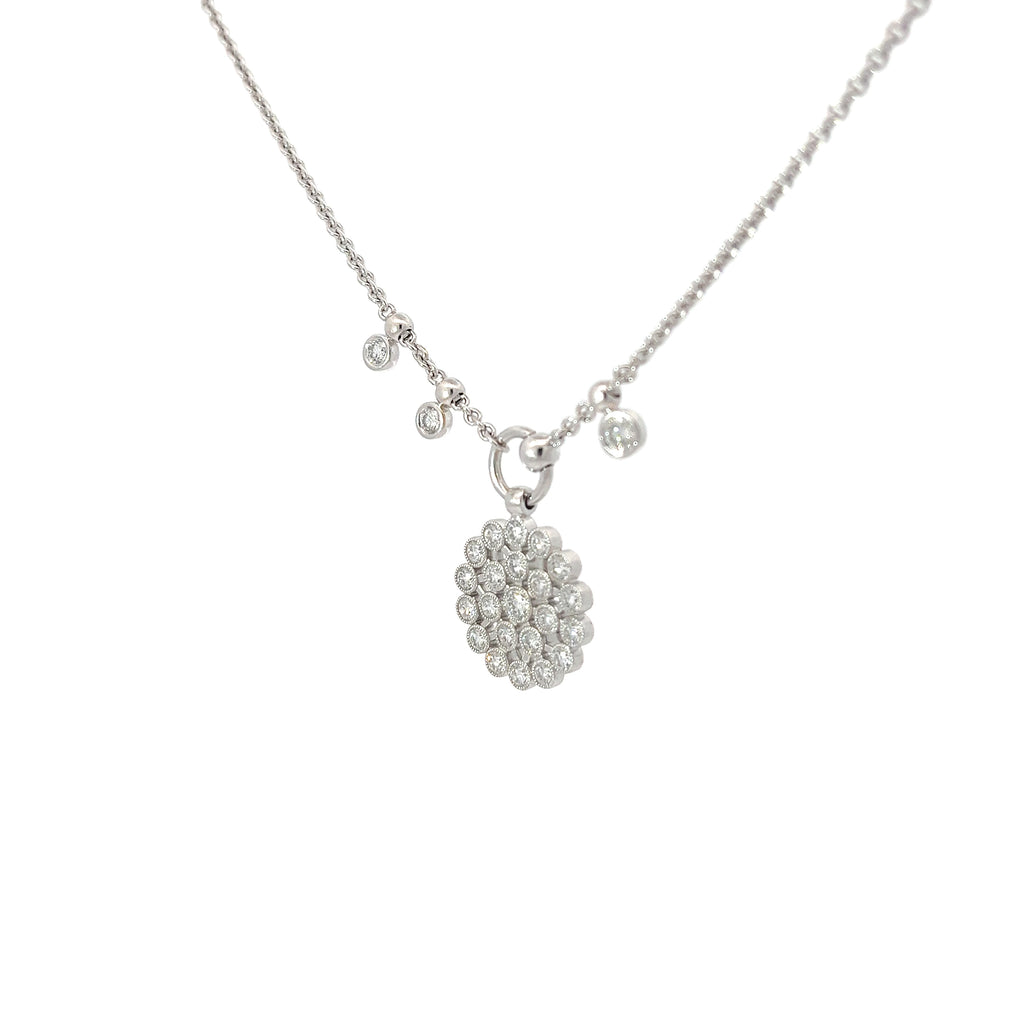 18k White Gold 1.56CT E VVS Round Diamond Snowflake Choker Necklace