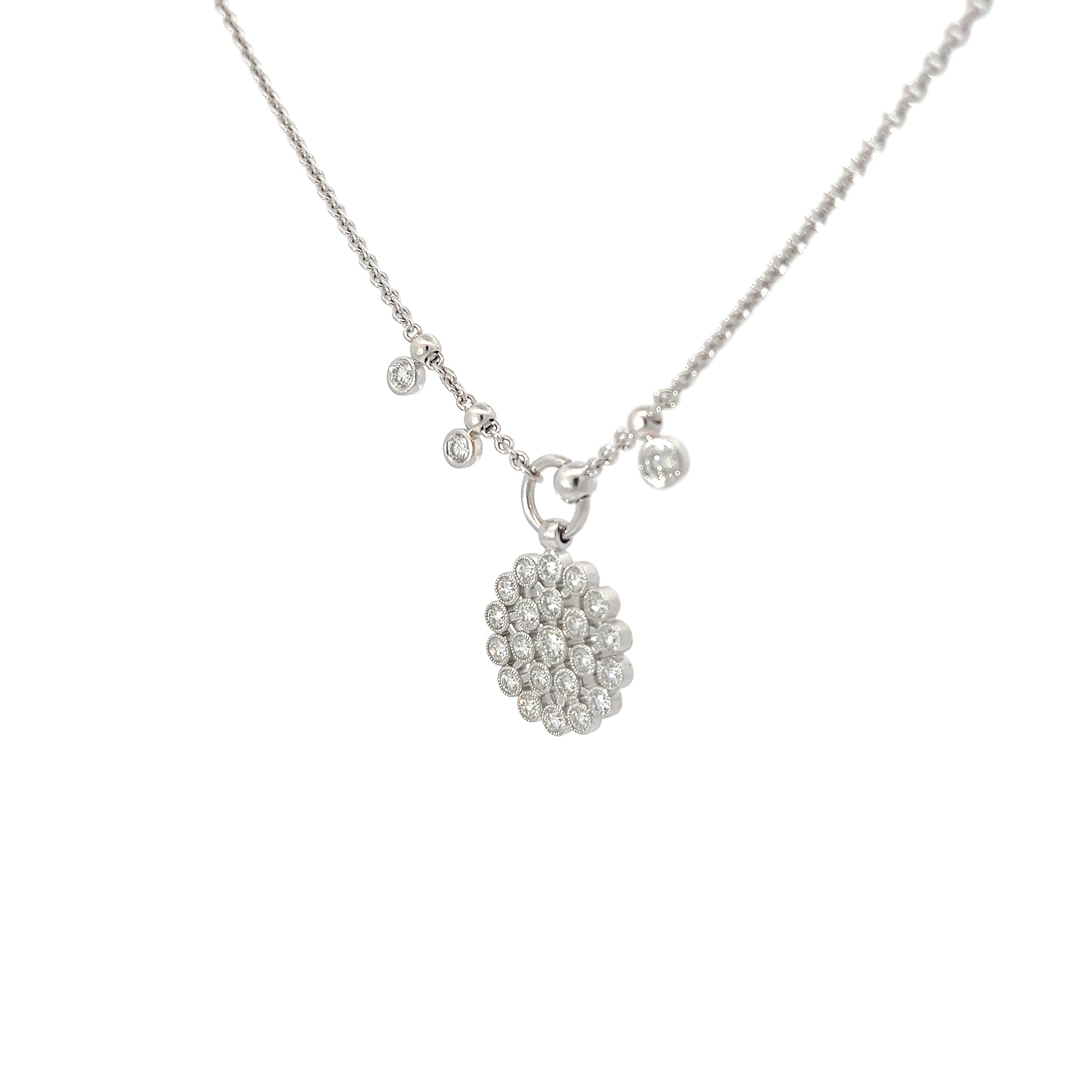 18k White Gold 1.56CT E VVS Round Diamond Snowflake Choker Necklace