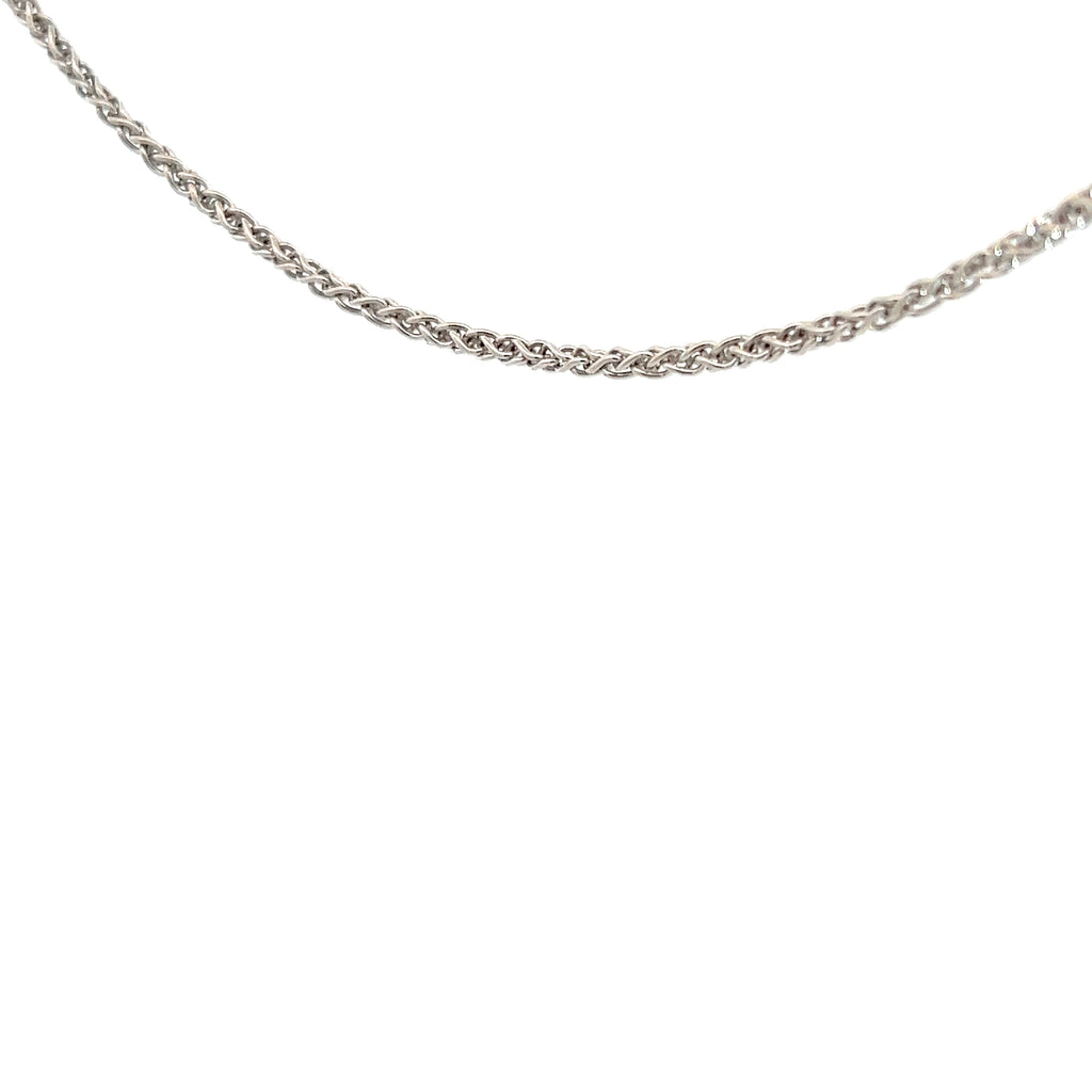 14k White Gold 6.6 Gram Rounded Wheat Chain 2mm 18" inch